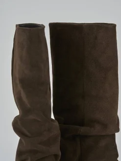 Hot Stivali tacco 9cm camoscio testa Donna Stivali Tacco Alto