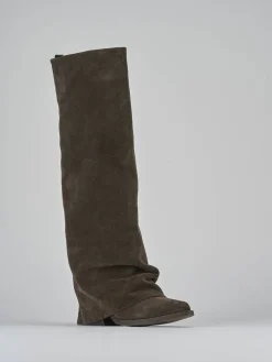 Sale Stivali tacco 7cm camoscio testa Donna Stivali Tacco Alto