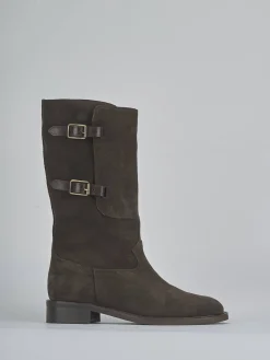 Outlet Stivali tacco 3cm camoscio testa Donna Stivali Tacco Basso