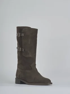 Outlet Stivali tacco 3cm camoscio testa Donna Stivali Tacco Basso