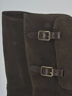 Outlet Stivali tacco 3cm camoscio testa Donna Stivali Tacco Basso