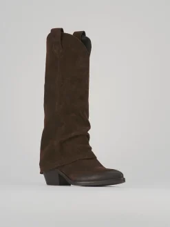 Stivali tacco 4cm camoscio testa Donna Stivali Tacco Basso