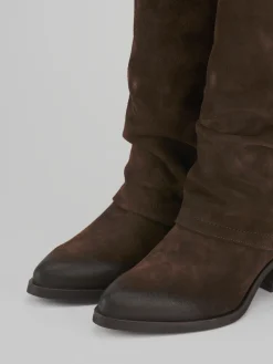 Stivali tacco 4cm camoscio testa Donna Stivali Tacco Basso