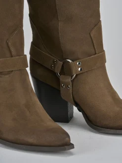 Online Stivali tacco 7cm camoscio Donna Stivali Tacco Alto