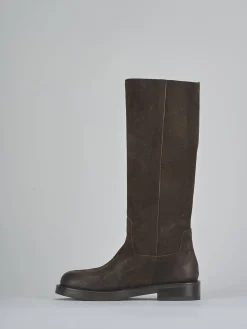 Online Stivali tacco 3cm camoscio testa Donna Stivali Tacco Basso