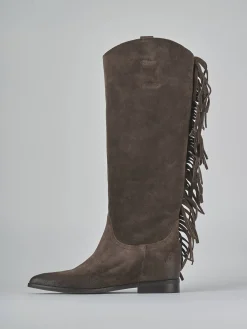 Online Stivali tacco 1cm camoscio testa Donna Stivali Tacco Basso