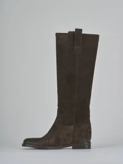 Discount Stivali tacco 2cm camoscio testa Donna Stivali Tacco Basso