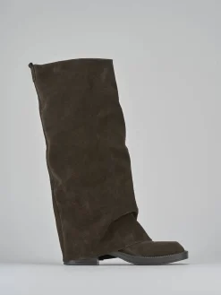 Stivali tacco 3cm camoscio testa Donna Stivali Tacco Basso