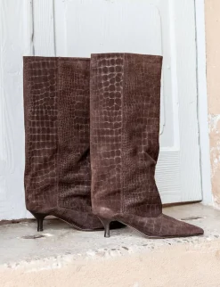 Sale Stivali tacco 5cm cocco testa Donna Stivali Tacco Alto