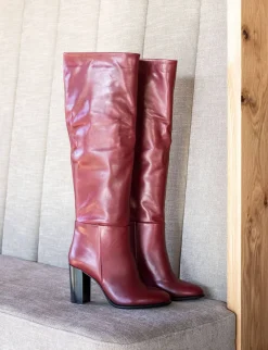 Discount Stivali tacco 8cm pelle bordo' Donna Stivali Tacco Alto