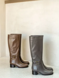 Stivali tacco 4cm pelle Donna Stivali Tacco Basso