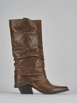 Outlet Stivali tacco 8cm pelle Donna Stivali Tacco Alto