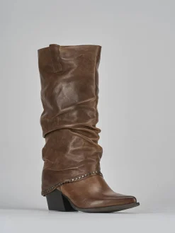 Outlet Stivali tacco 8cm pelle Donna Stivali Tacco Alto