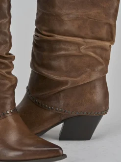 Outlet Stivali tacco 8cm pelle Donna Stivali Tacco Alto