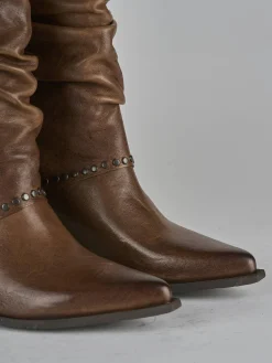 Outlet Stivali tacco 8cm pelle Donna Stivali Tacco Alto