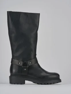 Hot Stivali tacco 2cm pelle Donna Stivali Tacco Basso