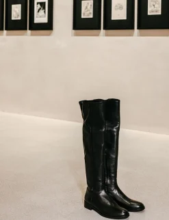 New Stivali tacco 2cm pelle Donna Stivali Tacco Basso