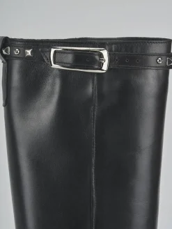 New Stivali tacco 2cm pelle Donna Stivali Tacco Basso