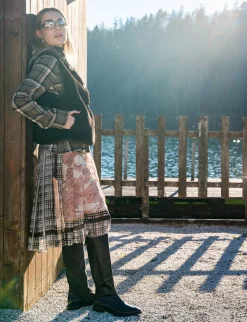 New Stivali tacco 2cm pelle Donna Stivali Tacco Basso