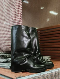 Outlet Stivali tacco 3cm pelle Donna Stivali Tacco Basso