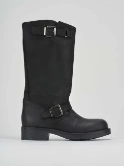 Outlet Stivali tacco 1cm pelle Donna Stivali Tacco Basso