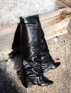 Outlet Stivali tacco 7cm pelle Donna Stivali Tacco Alto