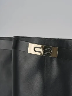 Stivali tacco 2cm pelle Donna Stivali Tacco Basso