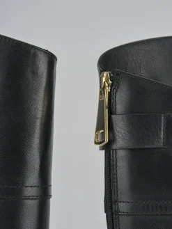 New Stivali tacco 2cm pelle Donna Stivali Tacco Basso