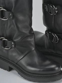 New Stivali tacco 2cm pelle Donna Stivali Tacco Basso