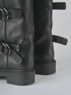 New Stivali tacco 2cm pelle Donna Stivali Tacco Basso