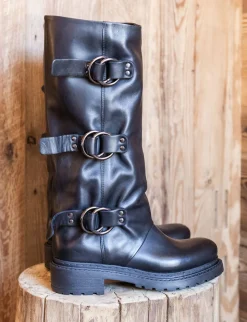 New Stivali tacco 2cm pelle Donna Stivali Tacco Basso