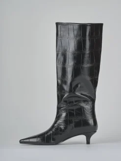 Clearance Stivali tacco 4cm pelle sostenibile Donna Stivali Tacco Basso