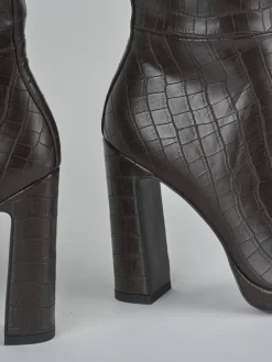 Outlet Stivali tacco 11cm pelle sostenibile testa Donna Stivali Tacco Alto