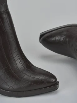 Outlet Stivali tacco 11cm pelle sostenibile testa Donna Stivali Tacco Alto