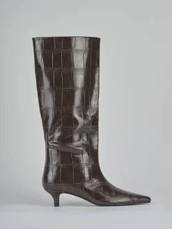 Stivali tacco 4cm pelle sostenibile testa Donna Stivali Tacco Basso