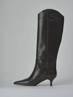 Clearance Stivali tacco 5cm pelle testa Donna Stivali Tacco Alto