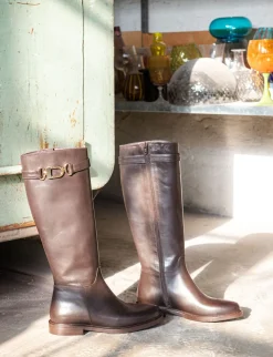 Best Stivali tacco 2cm pelle testa Donna Stivali Tacco Basso