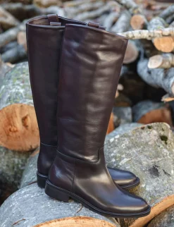 Discount Stivali tacco 3cm pelle testa Donna Stivali Tacco Basso