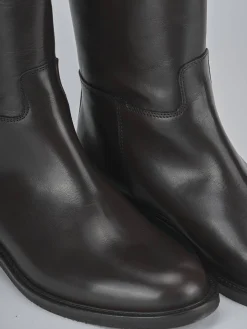 Discount Stivali tacco 3cm pelle testa Donna Stivali Tacco Basso