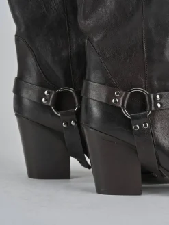 Discount Stivali tacco 7cm pelle testa Donna Stivali Tacco Alto