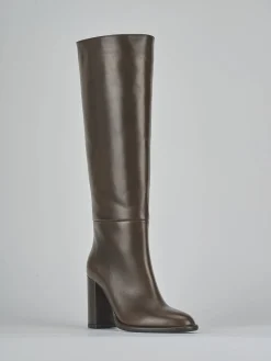 Clearance Stivali tacco 9cm pelle testa Donna Stivali Tacco Alto