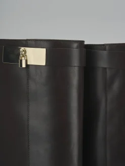 Clearance Stivali tacco 2cm pelle testa Donna Stivali Tacco Basso