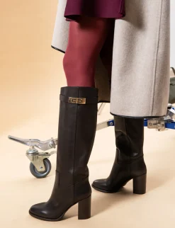 Stivali tacco 8cm pelle testa Donna Stivali Tacco Alto