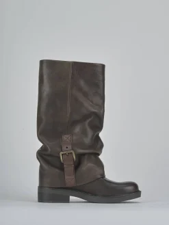 Sale Stivali tacco 3cm pelle testa Donna Stivali Tacco Basso