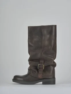 Sale Stivali tacco 3cm pelle testa Donna Stivali Tacco Basso