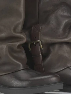 Sale Stivali tacco 3cm pelle testa Donna Stivali Tacco Basso