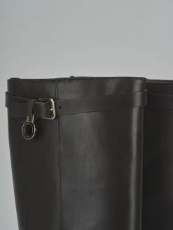 Stivali tacco 2cm pelle testa Donna Stivali Tacco Basso