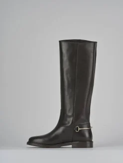 New Stivali tacco 2cm pelle testa Donna Stivali Tacco Basso