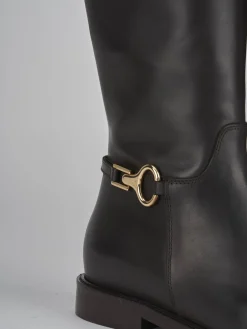 New Stivali tacco 2cm pelle testa Donna Stivali Tacco Basso