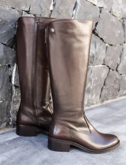 Sale Stivali tacco 4cm pelle testa Donna Stivali Tacco Basso